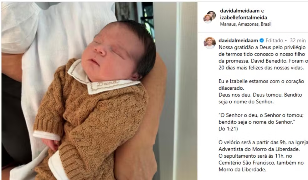 Morre filho recém-nascido do prefeito de Manaus David Almeida