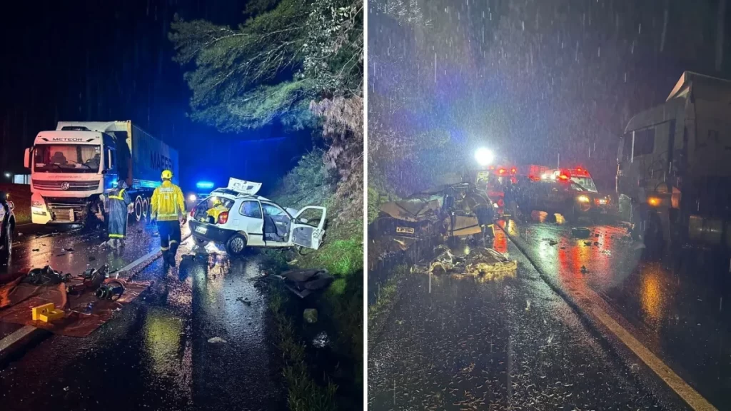 Batida entre carro e caminhão deixa três mortos e três feridos em Santa Catarina