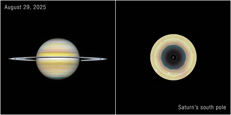 Telescópio Hubble revela uma gigantesca onda atmosférica de 10 lados cercando o polo sul de Saturno