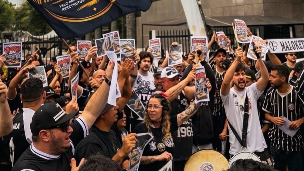 Torcedores do Corinthians protestam no Parque São Jorge e pedem intervenção judicial