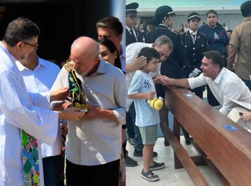 Dia de Nossa Senhora Aparecida: Lula participa de missa no Alvorada, e Flávio vai à Catedral de Brasília